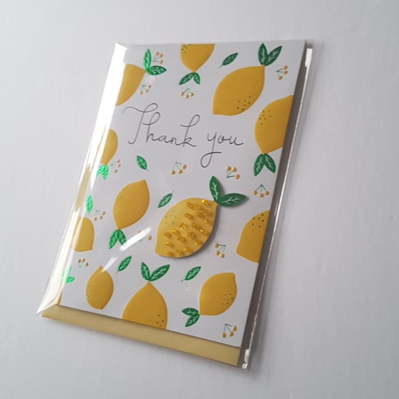 2 pcs C R Gibson Luxury Card Citrus Thank You Card (1 Card with Envelope) - Picture 2 of 10